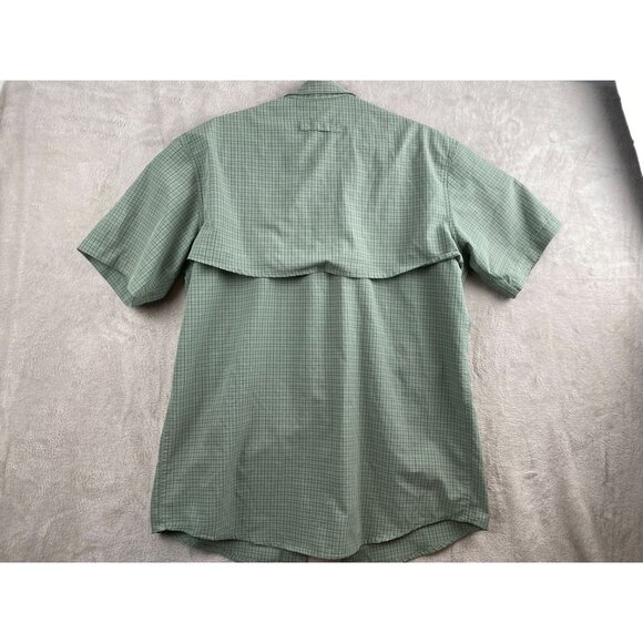 L.L.Bean Men's Shirt M Tall Short Sleeve Button-Up Green Plaid Vented Caped Fish - Picture 10 of 10